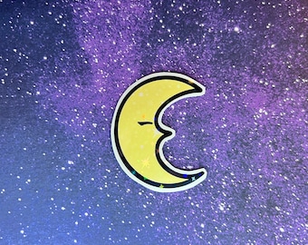 Crescent Moon Star Holographic Water Resistant Sticker