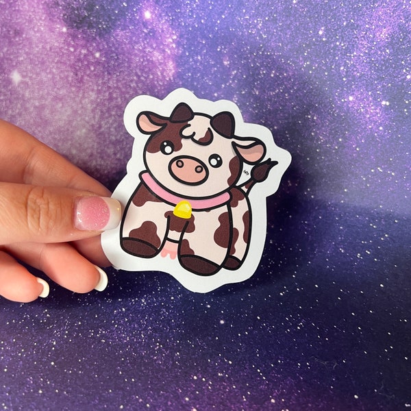 Maribelle the Cute Cow Clear/Glossy Water Resistant Sticker