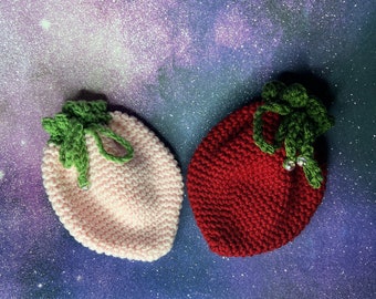 Strawberry Crochet Drawstring Pouches