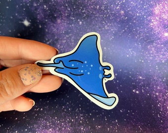 Sticker bleu raie manta transparent/brillant résistant à l'eau