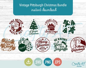Vintage Pittsburgh Christmas SVG Bundle: Cricut Crafting Designs (Digital Download)