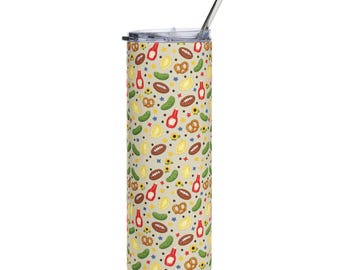Cream Pittsburgh Tailgate Pattern Tumbler | 20oz Stainless Steel Travel Cup