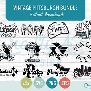 Paquete Vintage Pittsburgh, descarga instantánea, archivos de corte de silueta SVG PNG EPS, 12 diseños para Cricut Crafters.