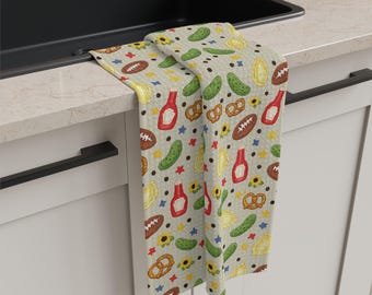 Pittsburgh Tailgate Tea Towel | Football Pierogi Pretzel Kitchen Decor