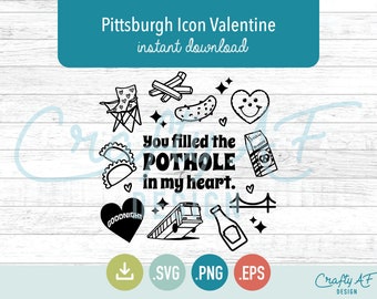 Pittsburgh Valentine SVG Bundle: City Icons Cricut Design (Digital Download)