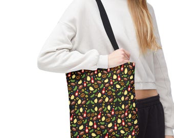Black Pittsburgh Tailgate Pattern Tote Bag | All-Over Print