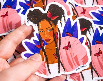 Apollo Sticker | Illustration, Feminine, Butterflies, Sticker, Artwork, Vinyl Sticker, Black Women, Women