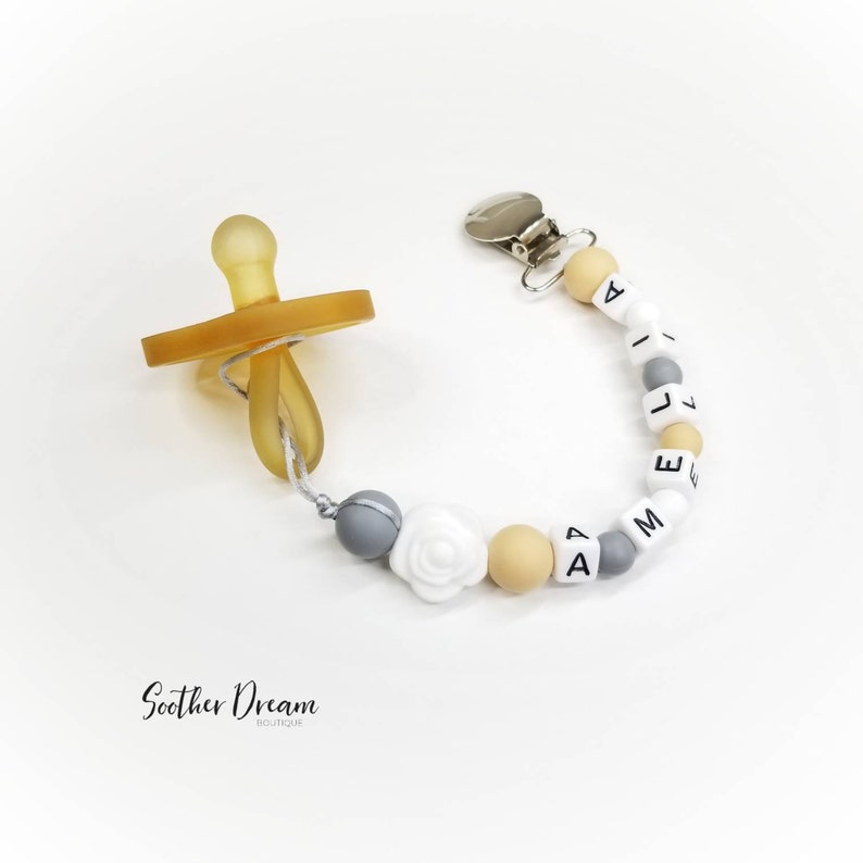 Personalized Flower Pacifier holder Pacifier Clip Soother Etsy