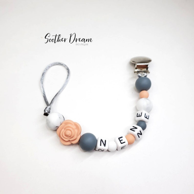 Personalized Flower Pacifier holder Pacifier Clip Soother Etsy