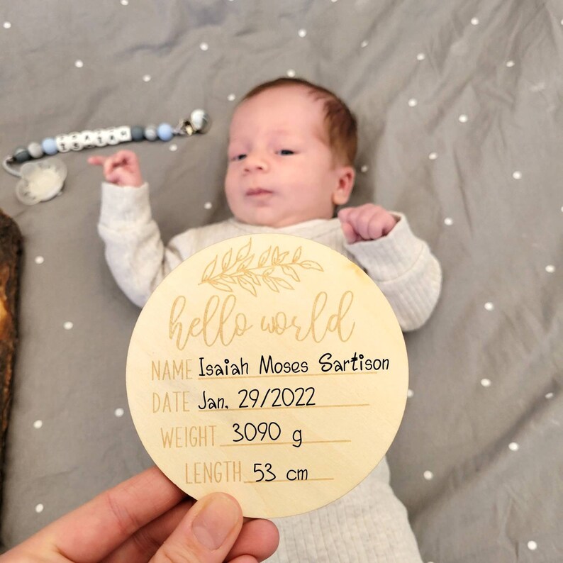 Birth Announcement Sign Wood Engraved Hospital Baby Name Etsy Canada