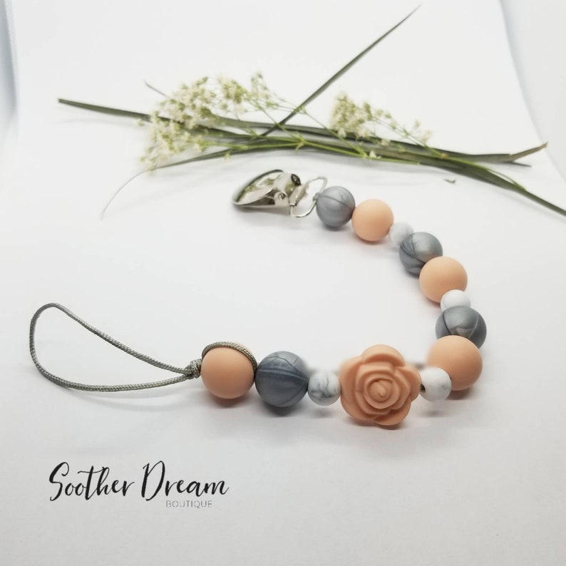 Personalized Flower Pacifier holder Pacifier Clip Soother Etsy