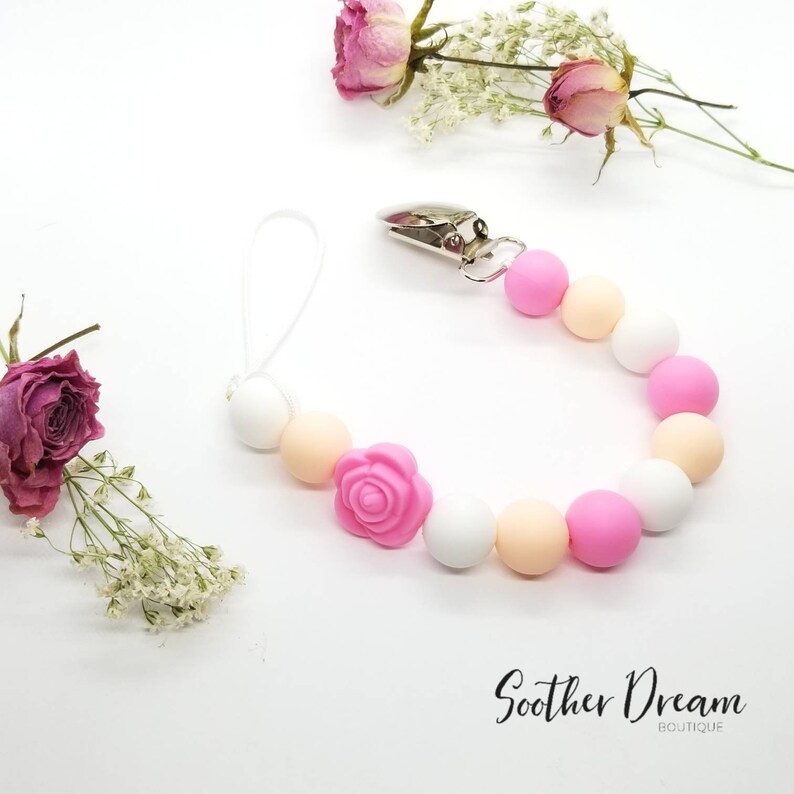 Personalized Flower Pacifier holder Pacifier Clip Soother Etsy