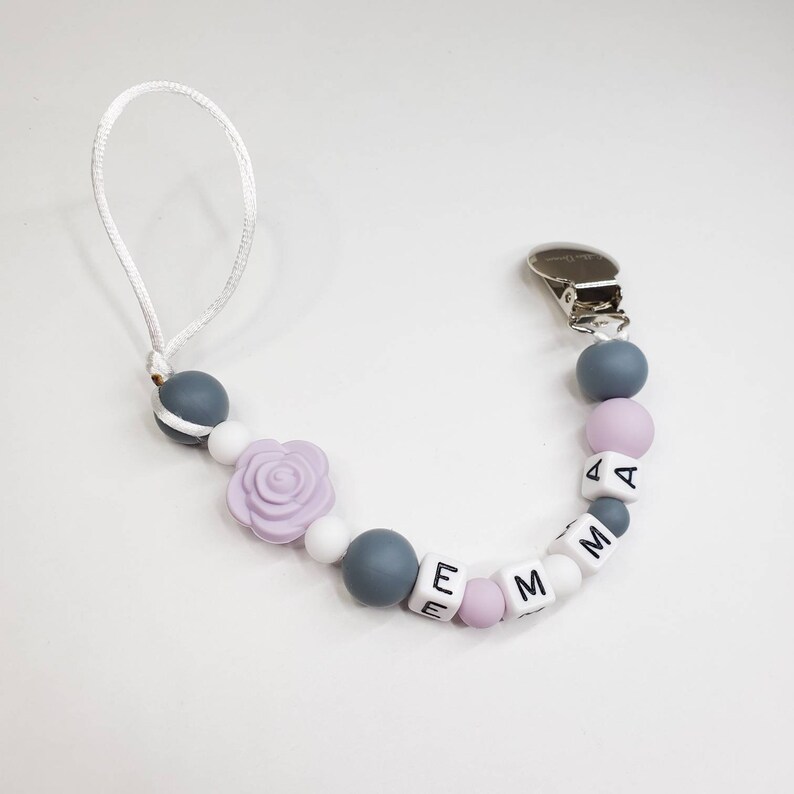 Personalized Flower Pacifier holder Pacifier Clip Soother Etsy