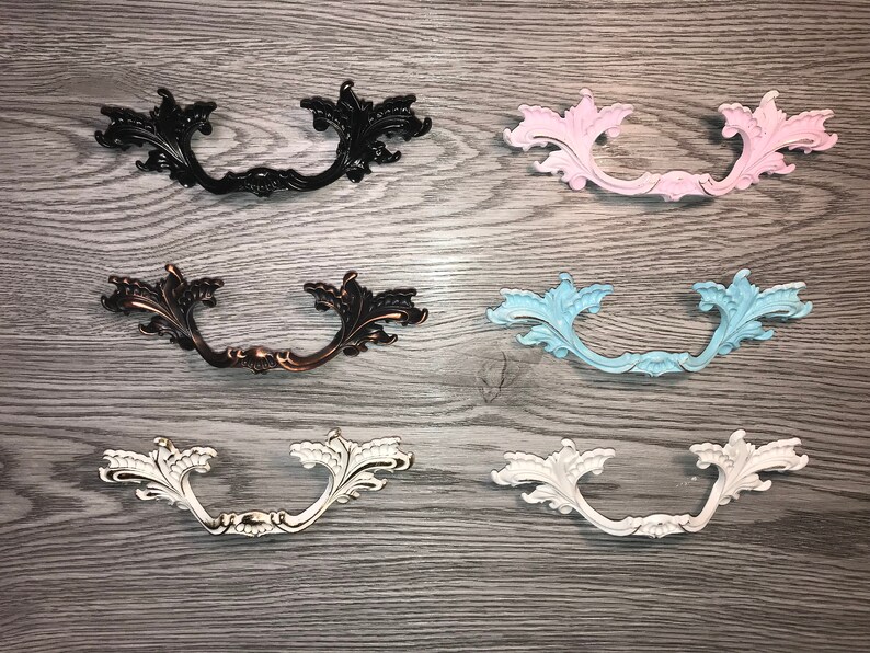 French Provincial Dresser Drawer Pulls Some Painted Shabby Etsy