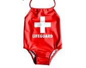 Girls One Piece Swimsuit Toddler Bathing Suit Lifeguard Swimsuit Baby Girl Swimsuit Baywatch Swimsuit Size 12M to 6T