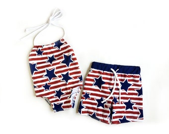 Brother and Sister matching swimsuits, 4th of july matching outfits, american swimsuits