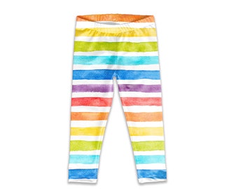 Kids Rainbow Leggings - Rainbow Birthday Leggings - Rainbow Birthday Outfits - Kids Printed Leggings