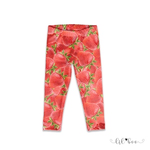 Kids Strawberry Leggings - Strawberry Birthday Leggings - Strawberry Birthday Outfit - Kids Printed Leggings - Strawberry Shortcake Birthday