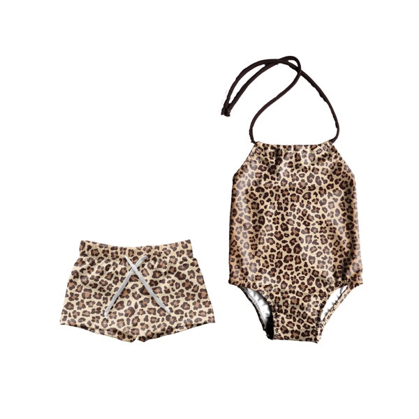 Brother and Sister Matching Swimwear, Siblings Swimsuits, Boy And Girl Matching Swimsuits, Leopard Print