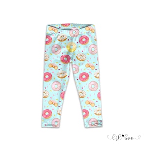 Kids Donut Leggings - Donut Birthday Leggings - Donut Birthday Outfit - Kids Printed Leggings - Girls Donut Birthday Outfit