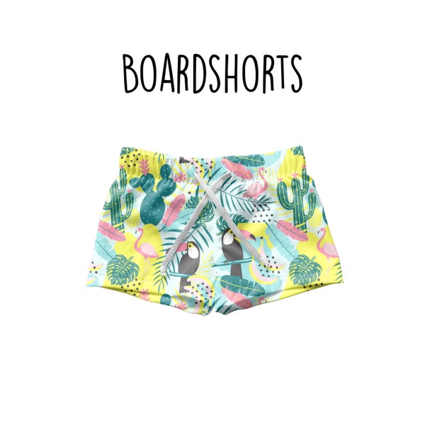 Kinder Jungen Boardshorts, Kinder Jungen Badeshorts, Jungen Kaktus Boardshorts, Kinder Sommer Shorts, Tropical l Print Shorts