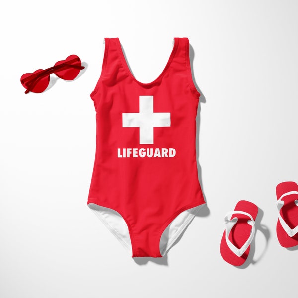 Girls Lifeguard Swimsuit Baby Lifeguard Bathing Suit Toddler Lifeguard Costume Baywatch Swimsuit Baby Lifeguard Costume