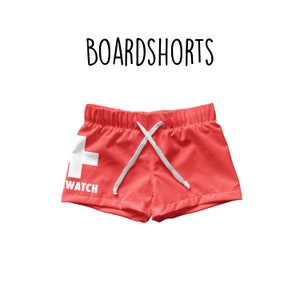 Toddler Boy Boardshorts, Kids Swim Shorts, Boys Lifeguard Boardshorts, Kids Red Summer Shorts, Beach Party Outfit
