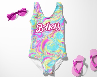 Barbi Bathing Suit Birthday Girl Swimsuit Retro Birthday Swimsuit For Girls Toddler Birthday Swimsuit Toddler Bathing Suit