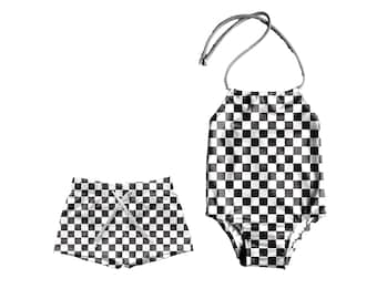 Brother and Sister matching swimsuits, checkers matching outfits, siblings matching swimsuits, matching swimsuits