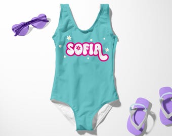 Personalized Girl Swimsuit With Name, Birthday Girl Bathing suit, Birthday Swimsuit For Girls, Custom Toddler Bathing Suit