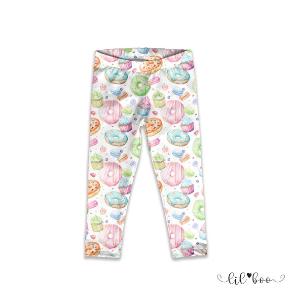 Kids Donut Leggings - Donut Birthday Leggings - Donut Birthday Outfit - Kids Printed Leggings - Girls Donut Birthday Outfit