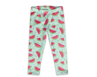 Kids Watermelon Leggings - Watermelon Birthday Leggings - Watermelon Birthday Outfits - Kids Printed Leggings