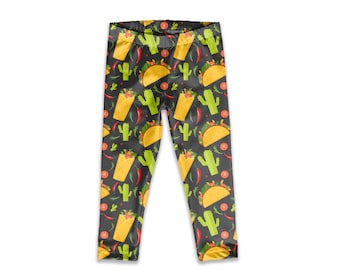 Kids Taco Leggings - Taco Birthday Leggings - Taco Birthday Outfit - Kids Printed Leggings - Taco Twosday