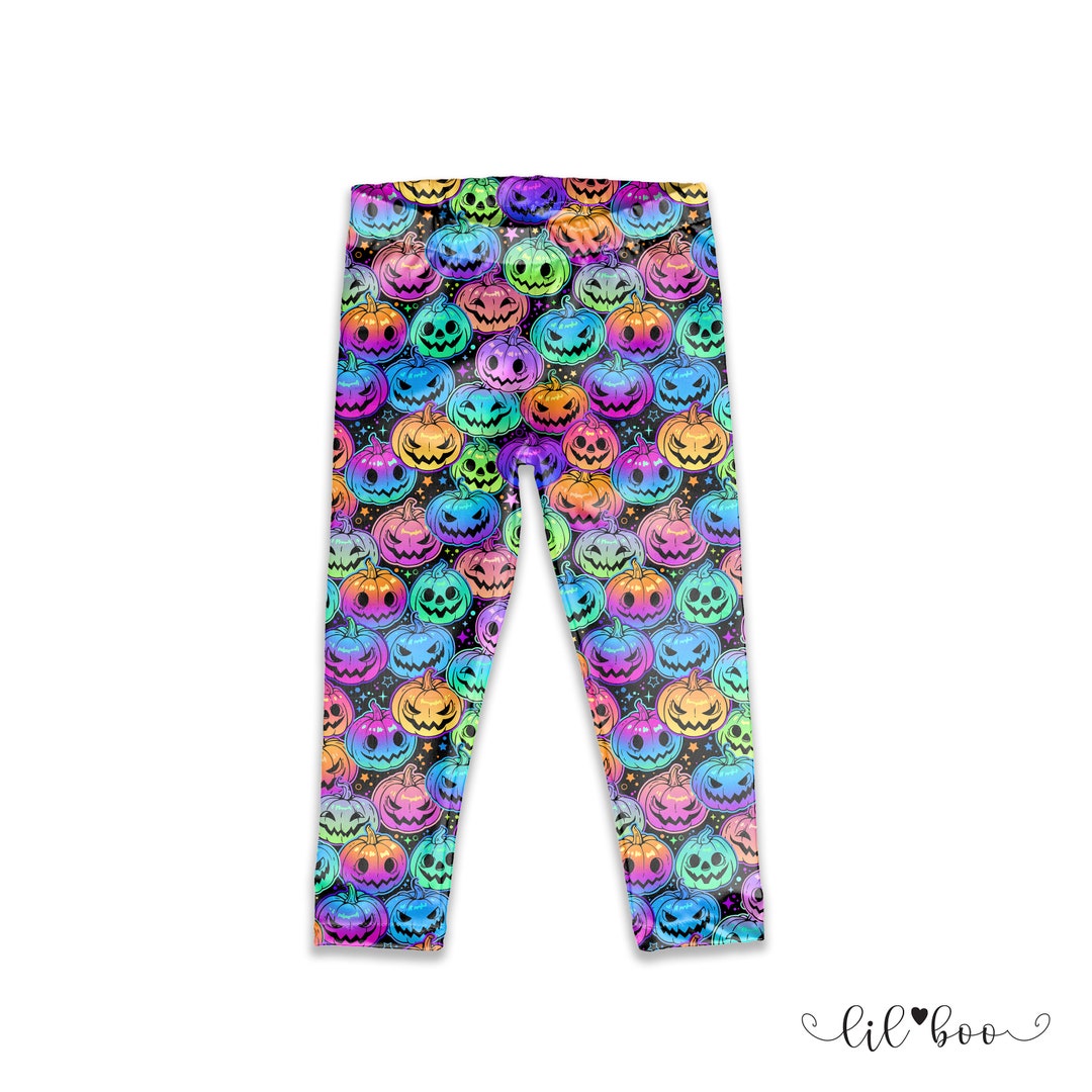 Neon Pumpkin Leggings Kids Halloween Leggings Halloween Outfit Kids