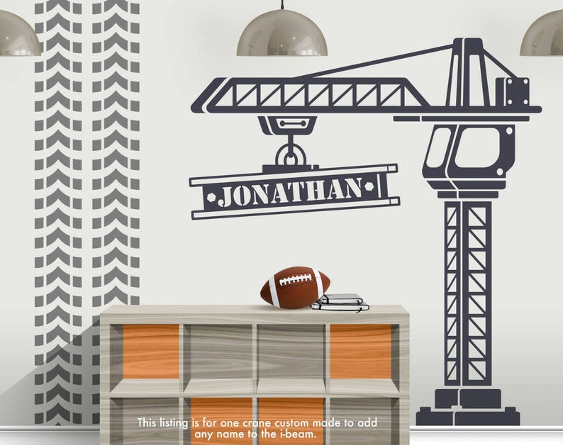 Construction Crane With Personalized Name Vinyl Wall Decal Etsy