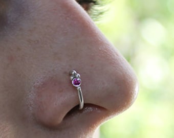 Small Silver Nose Ring, Nose hoop 20 gauge, Nose piercing, Nostril ring, Nose hoop jewelry
