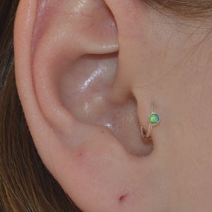 Tragus Piercing, Tragus jewelry, Cartilage earring, Helix earring, Helix earring hoop, Opal tragus jewelry, Conch jewelry