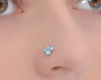 Nose jewelry, Nose ring stud, Nose piercing, Nose stud, Silver nose earring, Opal nose ring stud, Nose ring 18g, Tiny nose stud 20g