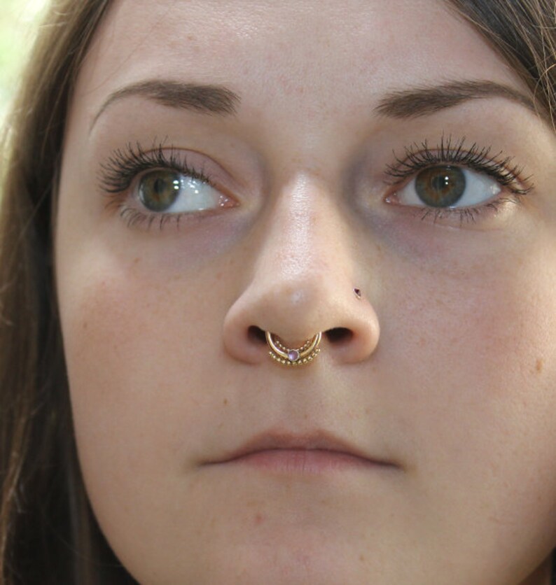 Septum Piercing Nipple piercing jewelry Daith earring 16g Amethyst septum ring Septum earring Daith earring hoop