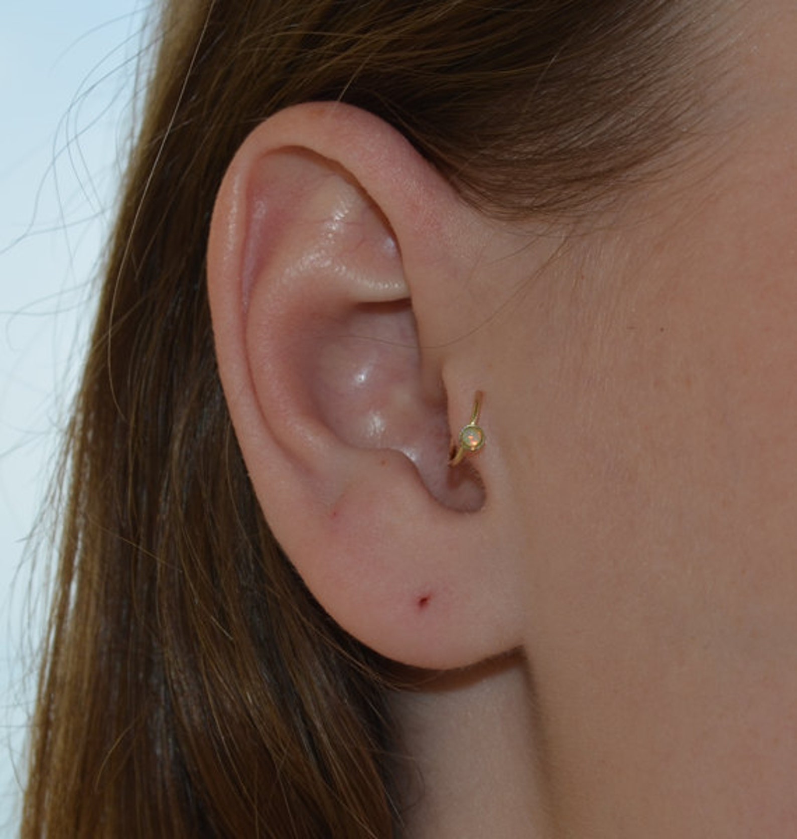 Nose Ring Jewelry Nose Hoop Nose Piercing 18 Gauge Opal Etsy