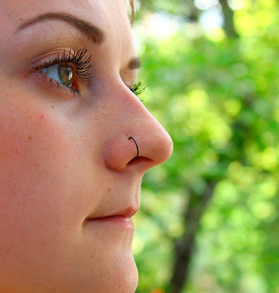 Black Silver Nose Ring Nose Piercing 22g Helix Jewelry Etsy