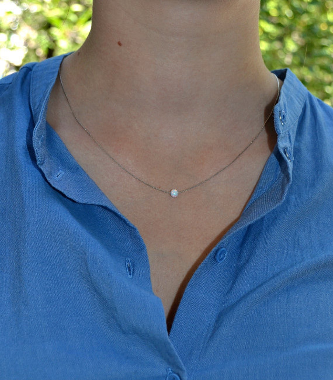 White Opal Necklace Opal bead necklace Opal Charm necklace Etsy