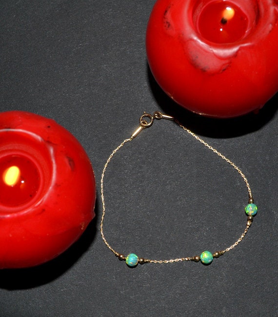 Green Opal Bead Bracelet Silver Green Opal bracelet Dainty Etsy
