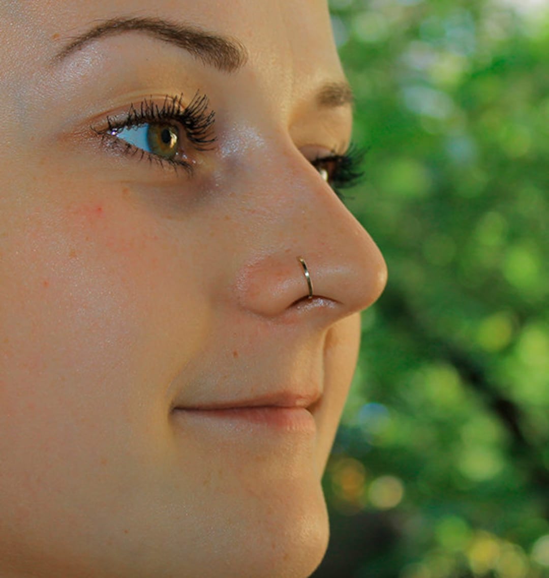Small Gold Nose Ring, Nose Hoop 20 Gauge, Nose Piercing, Nostril Ring