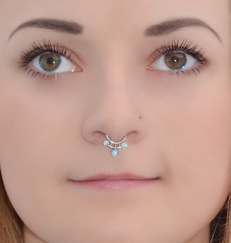 Daith jewelry Nipple piercing Septum jewelry Nipple jewelry ring Opal Septum Ring Daith earring 16 gauge Daith hoop