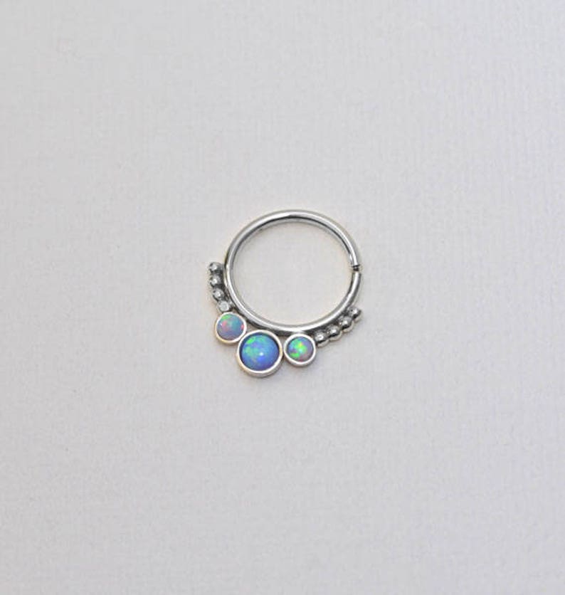 Septum Piercing Opal Septum Ring Daith Earring Hoop Nipple | Etsy