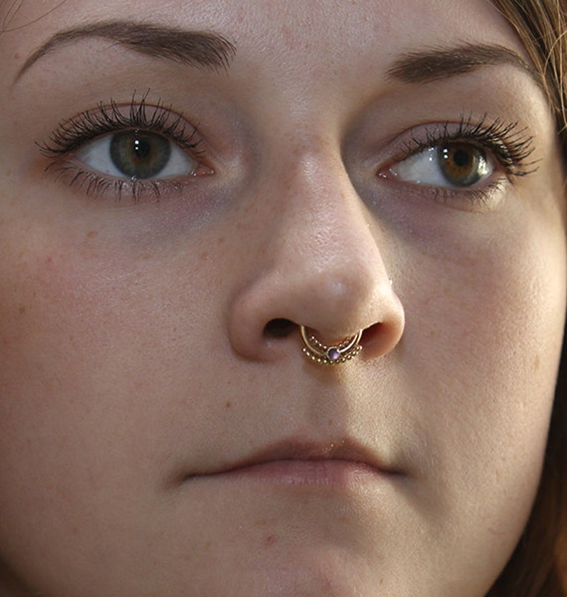 Septum Piercing Nipple piercing jewelry Daith earring 16g Amethyst septum ring Septum earring Daith earring hoop