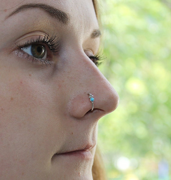 Sterling Silver Nose Ring With Pink Opal Tiny 24G Nose - Etsy | Opal nose  ring, Nose piercing ring, Silver nose ring