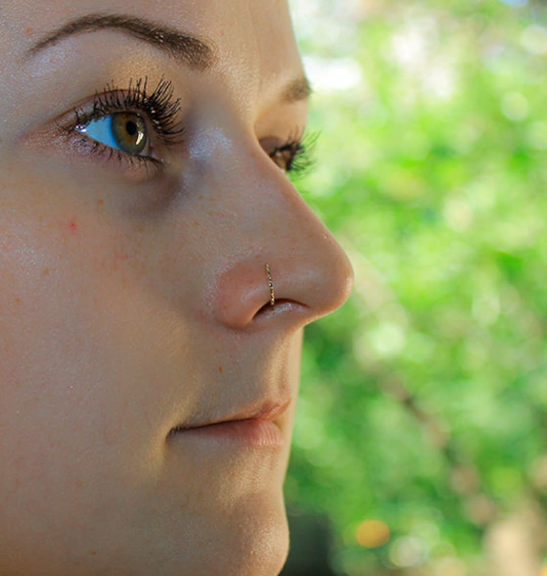 Gold Nose Ring, Nose Ring, Nose Hoop, Nose Piercing 18g, Nose Jewelry