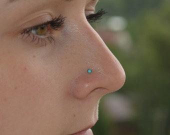 Nose Stud, Nose piercing jewelry, Nose ring stud, Nose piercing stud, 2mm Turquoise stud, Tiny nose stud, Nose stud screw